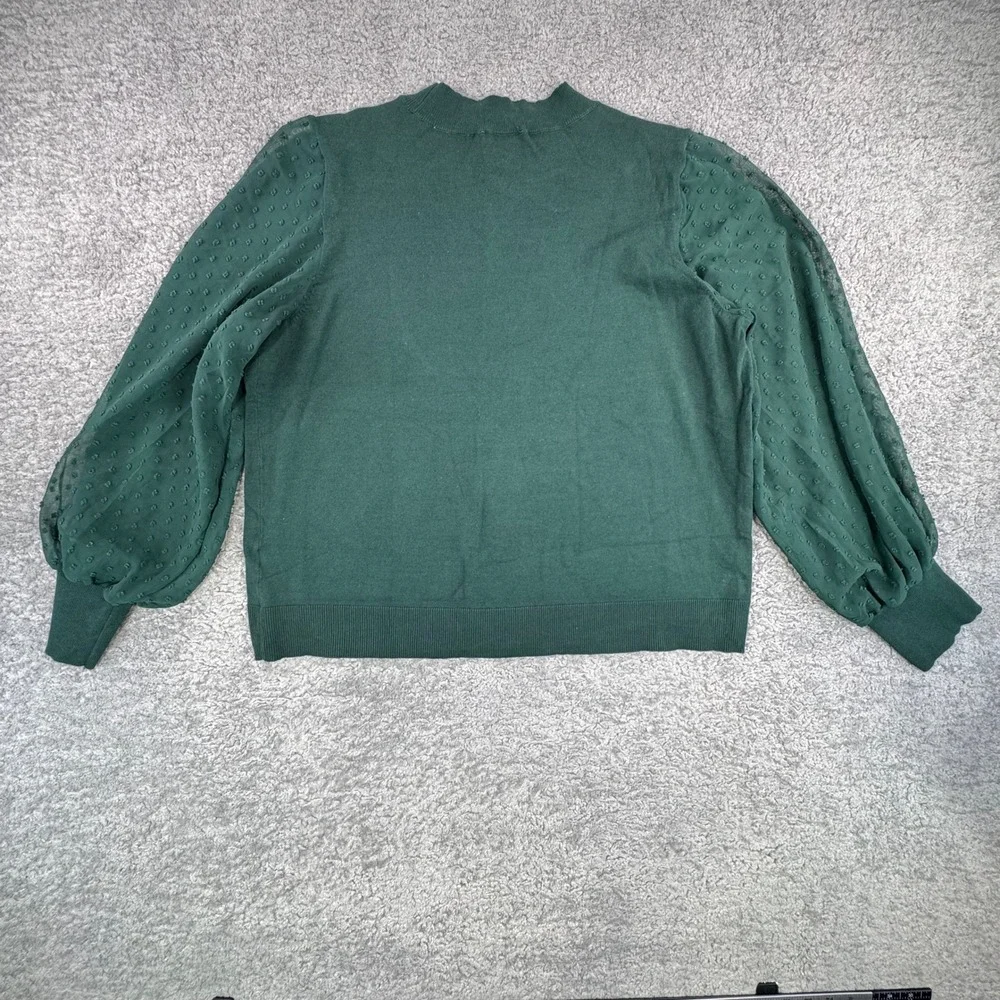 CeCe Women's Dark Green Textured Sleeve‎ Mock Neck Sweater XL - Picture 6 of 6